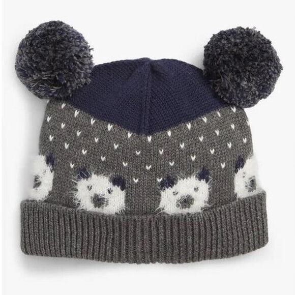Tucker+Tate Baby Grey Cotton Cable Knit Double Pom Winter Hat Size 18-24M - Picture 1 of 2
